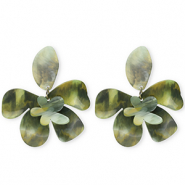Trendy resin earrings&nbsp;/&nbsp;earpins flower Multicolour Green