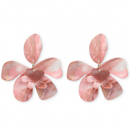Trendy resin earrings&nbsp;/&nbsp;earpins flower Multicolour Pink