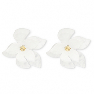 Trendy resin earrings&nbsp;/&nbsp;earpins flower White-Gold