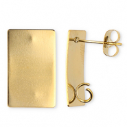 Stainless steel findings earrings / earpin rectangle with loop Gold
