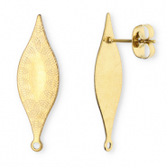 Stainless steel findings earrings / earpin oblong oval with circles with loop Gold