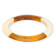 Bracelets bangle resin Transparent Amber Brown-Ivory White