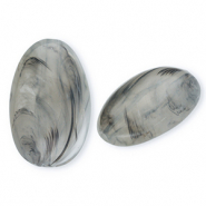 Acrylic beads oblong oval Grey-Marble