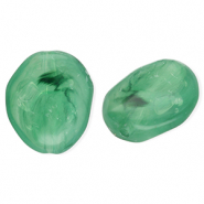 Acrylic beads egg-shaped Dark Green-Marble