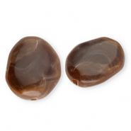 Acrylic beads egg-shaped Brown-Marble