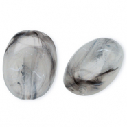 Acrylic beads oval Grey-Marble
