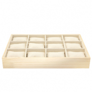 Jewellery display 12 compartments with pillow Natural-Linen White