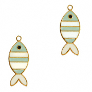 Stainless steel charms fish Gold-Mint Green