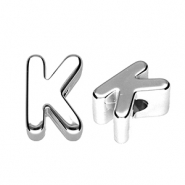 Acrylic letter beads letter K Silver