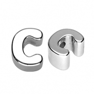 Acrylic letter beads letter C Silver