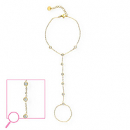 Stainless steel hand chain Gold-Crystal