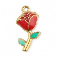 Stainless steel charms rose Gold-Red-Green