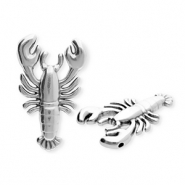 DQ&reg; European metal charms lobster Antiek Zilver (Nikkelvrij)