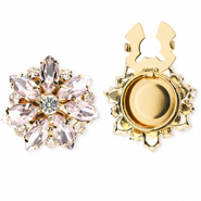 Brass TQ metal button covers flower Gold-Light Pink-Crystal