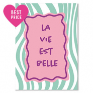 Jewellery cards "la vie est belle" Green-pink