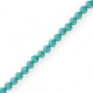 Top faceted beads 6x4mm disc Light Teal Blue-Pearl Shine Coating