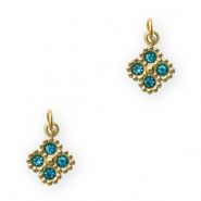 Stainless steel charms flower Gold-Blue