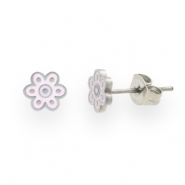 Stainless steel earrings flower Lilac-Silver