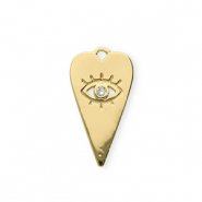 Brass TQ metal charms heart Eye of Providence rhinestone Gold