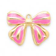 Stainless steel charms bow Gold-Pink