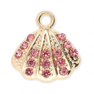 Metal charms shell with strass Gold-Pink