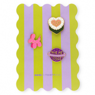 BY31&reg; Pins "Sushi"&nbsp;/&nbsp;balloon dog&nbsp;/&nbsp;"Give me space" on card Green-Purple-Pink-White-Yellow