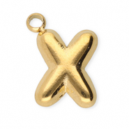Stainless steel charms letter X Gold