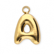 Stainless steel charms letter A Gold