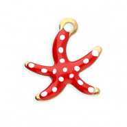 Stainless steel charms starfish Gold-Red-White