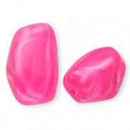 Acrylic beads rectangle Fuchsia-Marble