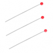 BY31&reg; Stainless steel findings headpins with ball 35mm Silver-Red