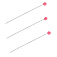 BY31&reg; Stainless steel findings headpins with ball 35mm Silver-Magenta Pink