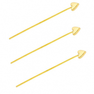 BY31&reg; Stainless steel findings headpins with heart 35mm Gold