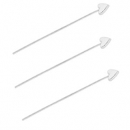 BY31&reg; Stainless steel findings headpins with heart 35mm Silver