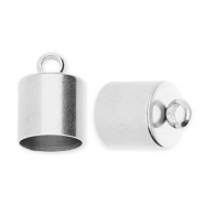 Stainless steel findings end cap Ø8mm with loop Silver
