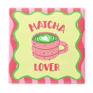 BY31&reg; Tile with quotes "Matcha lover" Green-Pink-White-Black