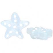 Handmade glass beads starfish Transparent Light Blue-White