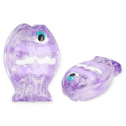 Handmade glass beads fish Transparent Periwinkle Purple-White-Black-Cyan
