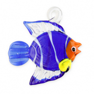Handmade glass charms fish Transparent Dark Blue-White-Orange-Yellow