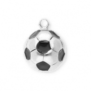Stainless steel charms football Silver-Black