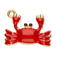 Stainless steel charm enamel crab Gold-Red-Black