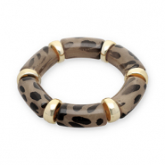 Bracelets resin with leopard print Gold-Transparent Light Amber Brown-Black