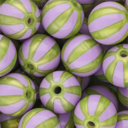 16 mm DQ&reg; acrylic beads with stripes Purple-Olive Green