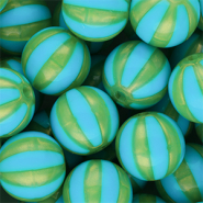 16 mm DQ&reg; acrylic beads with stripes Blue-Green