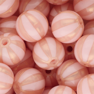 16 mm DQ&reg; acrylic beads with stripes Light Pink-Peach Pink