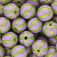 12 mm DQ&reg; acrylic beads with stripes Purple-Olive Green