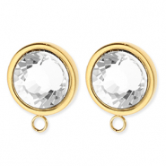 BY31&reg; Stainless Steel findings earrings&nbsp;/&nbsp;earpins round with crystal with loop Gold-Crystal
