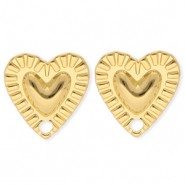 BY31&reg; Stainless Steel findings earrings&nbsp;/&nbsp;earpins heart with loop Gold