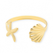 Stainless steel bracelets bangle shell & starfish Gold