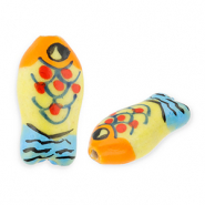 Beads ceramic fish Yellow-Orange-Blue-Red-Black